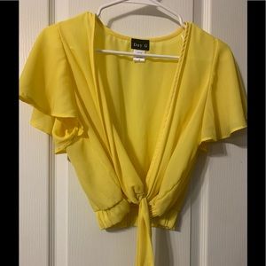 Yellow Ruffle Wrap - Blouse/Crop Top